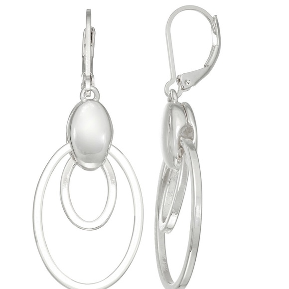 Napier silver tone orbital double drop earring - Picture 3 of 5